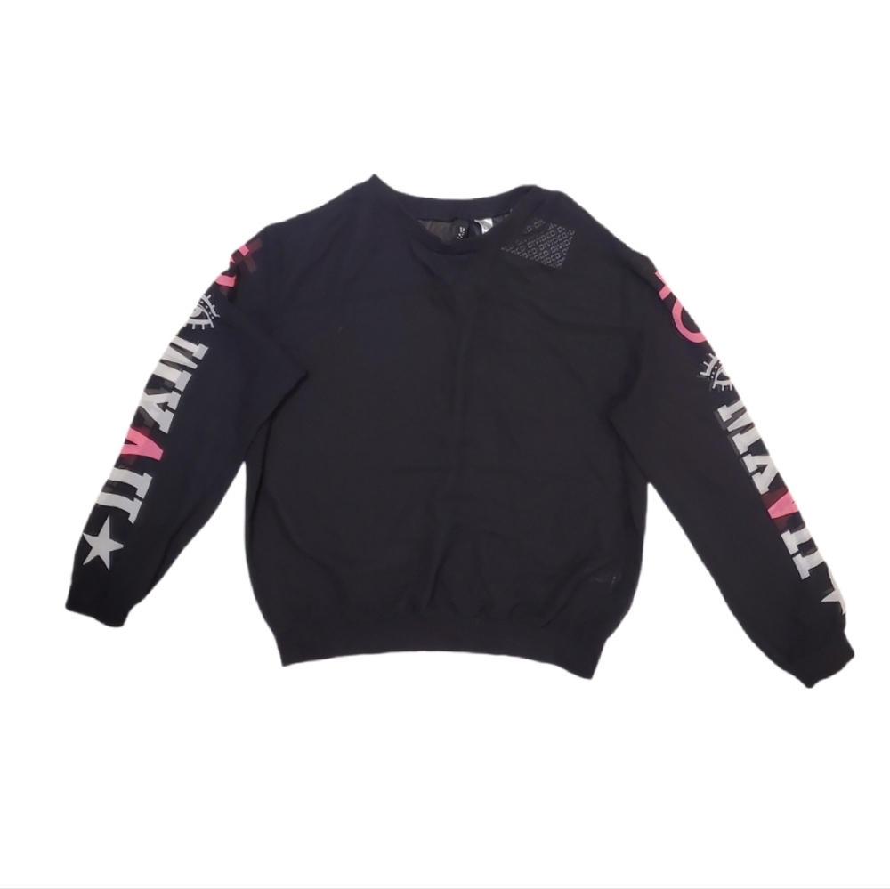 H&M Women's Black Sheer Long Sleeve Mystic Evil Eye Top‎ Size 4